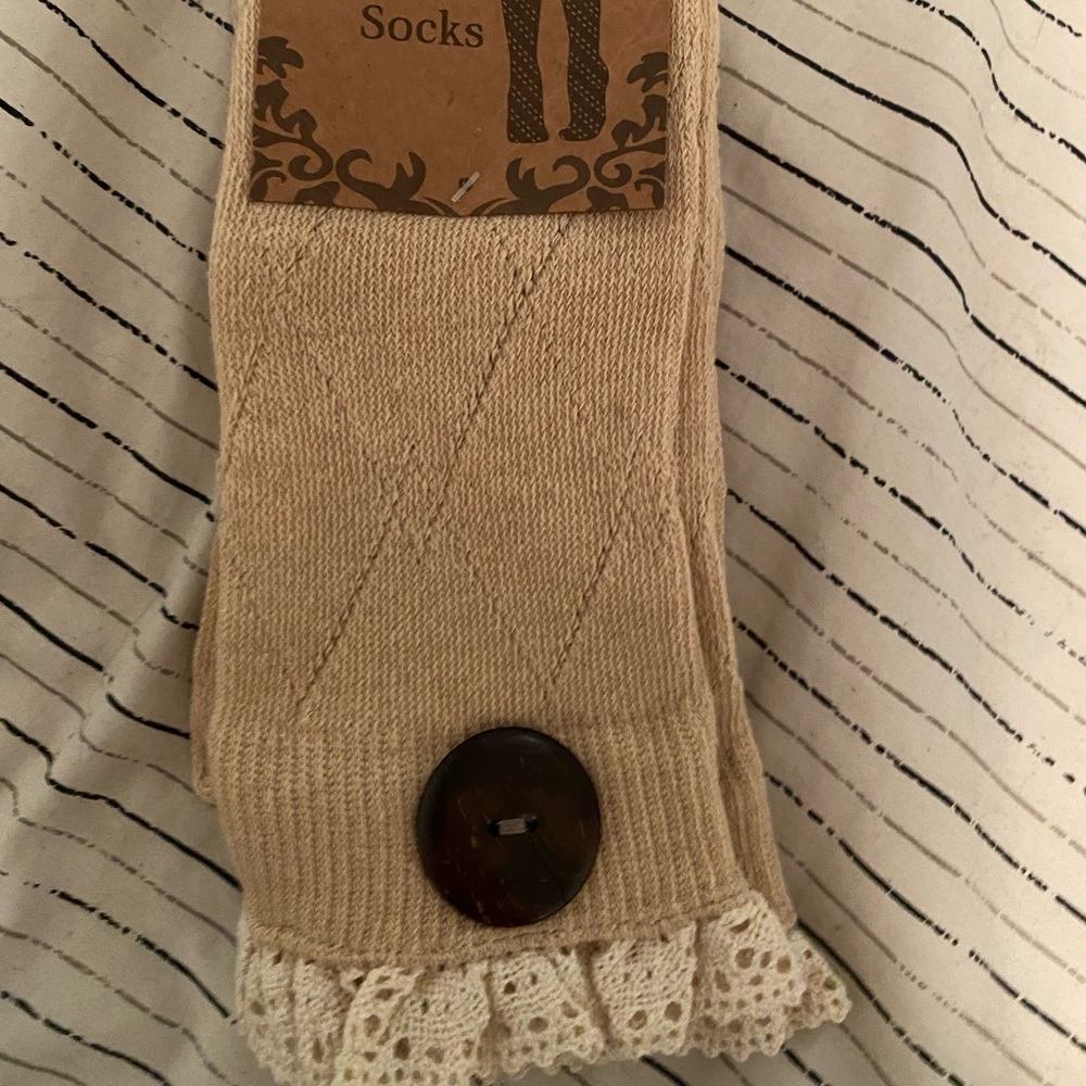 Boot socks with wooden button’s!